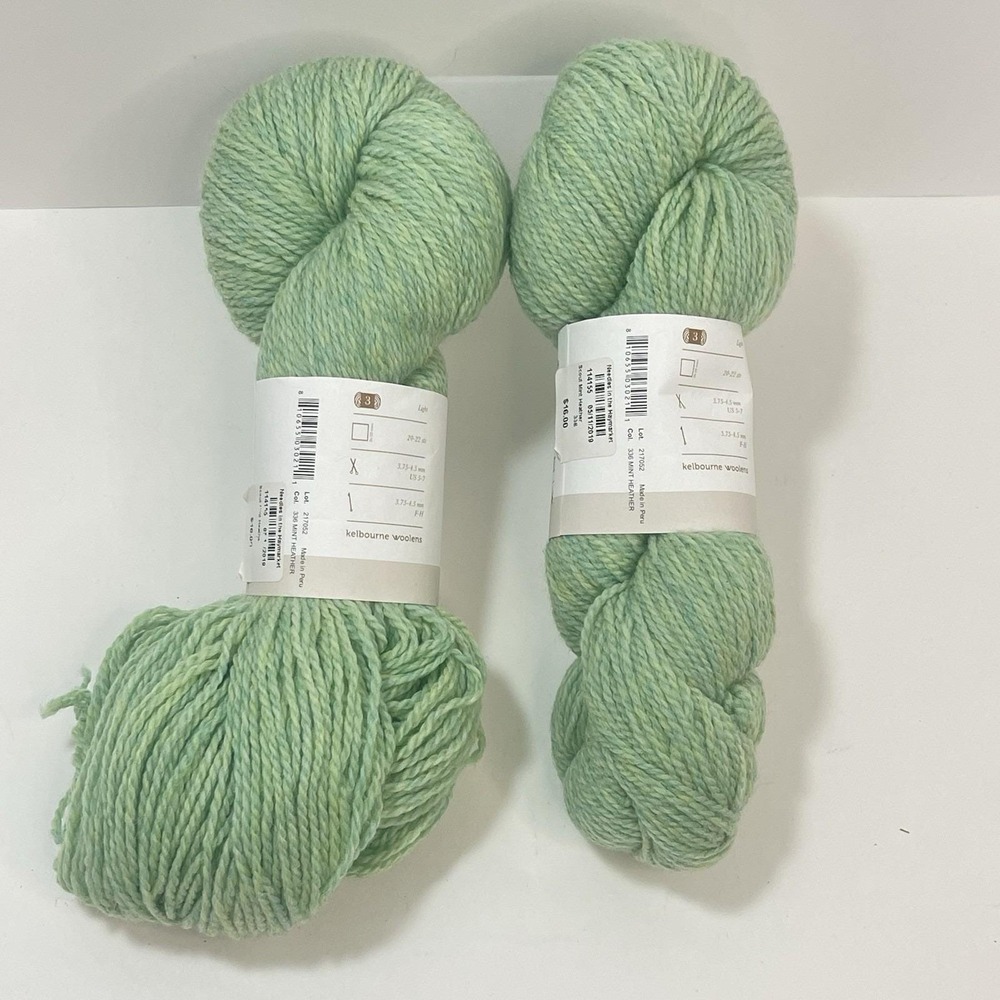 Kelbourne Woolens Scout Yarn 100g 274yds 100% Wool 336 Mint Heather Green Lot 2 - Picture 3 of 3